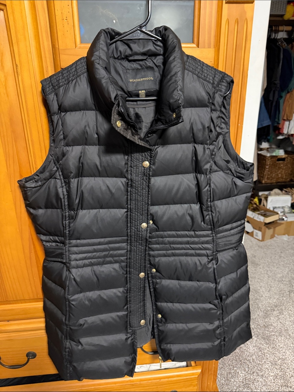 Weatherproof Black Quilted Puffer Vest. Longer length